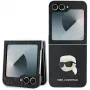 Karl Lagerfeld KLHCZF6PGKSKIHK Funda rígida Saffiano Monogram para Samsung Galaxy Z Flip 6 / Z Flip 7 FE, negra