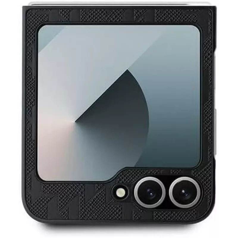 Karl Lagerfeld KLHCZF6PGKSKIHK Funda rígida Saffiano Monogram para Samsung Galaxy Z Flip 6 / Z Flip 7 FE, negra