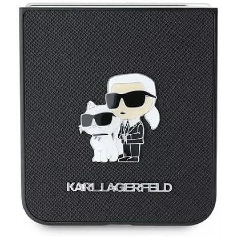 Karl Lagerfeld KLHCZF6SAPKCNPK Funda Saffiano Metal Pin para Samsung Galaxy Z Flip6 / Z Flip7 FE, negra
