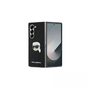 Karl Lagerfeld Funda rígida Saffiano Monogram Head Pin para Samsung Galaxy Z Fold6 - negra