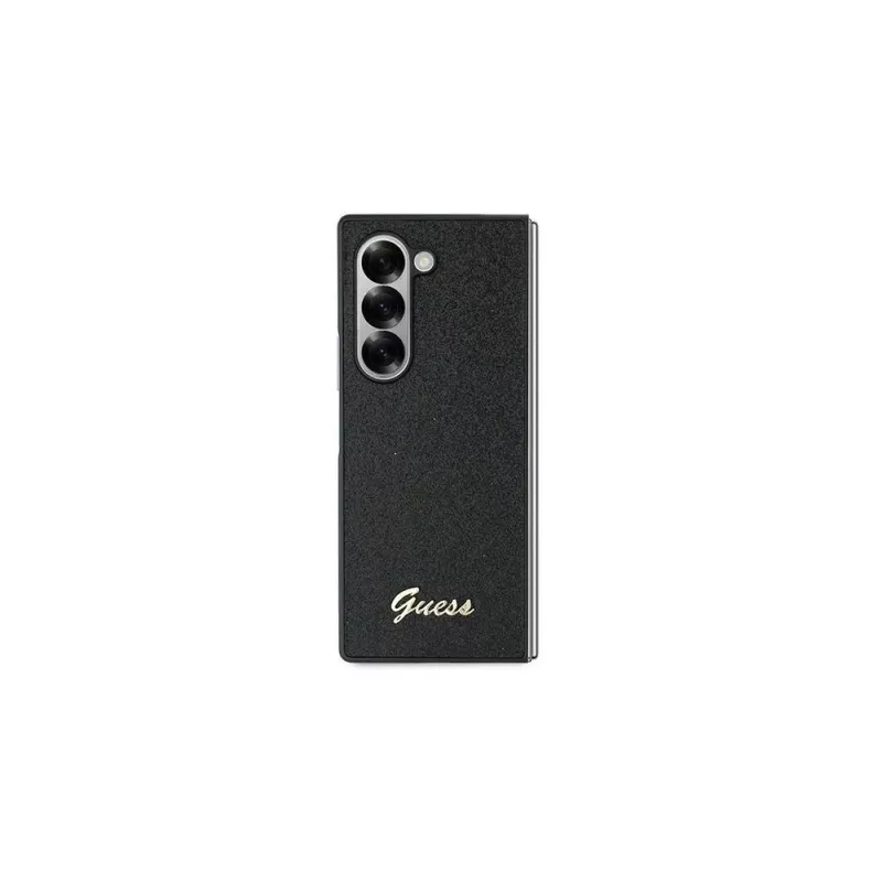 Guess GUHCZFD6HGGSHK Funda rígida Glitter Script 4G para Z Fold6 F956 - Negro