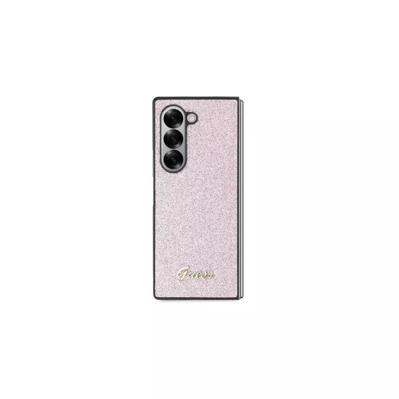 Guess GUHCZFD6HGGSHP Funda rígida para Samsung Galaxy Z Fold6 (F956) - Rosa 4G Glitter Script