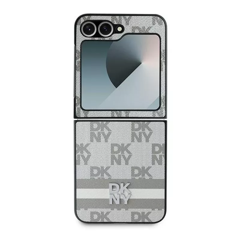 DKNY DKHCZF6PCPTSSE Protección trasera cuadros con rayas - Beige para Samsung Galaxy Z Flip6 F741 / Z Flip7 FE