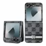 DKNY DKHCZF6PCPTSSK Funda rígida protectora para Samsung Galaxy Z Flip6 F741 / Z Flip7 FE, cuadros con rayas impresas - Negro