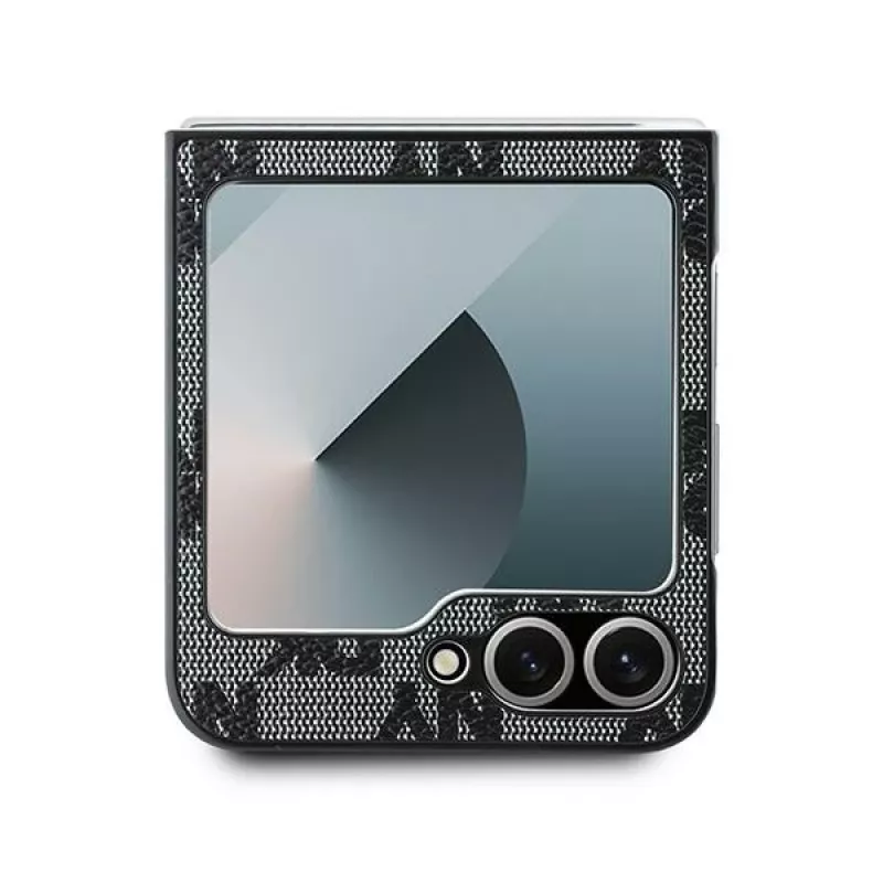 DKNY DKHCZF6PCPTSSK Funda rígida protectora para Samsung Galaxy Z Flip6 F741 / Z Flip7 FE, cuadros con rayas impresas - Negro