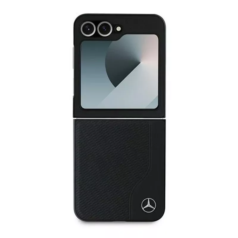 Mercedes-Benz MEHMZF623RBGVK Funda MagSafe de piel efecto madera para Samsung Galaxy Z Flip6 / Z Flip7 FE - Negro