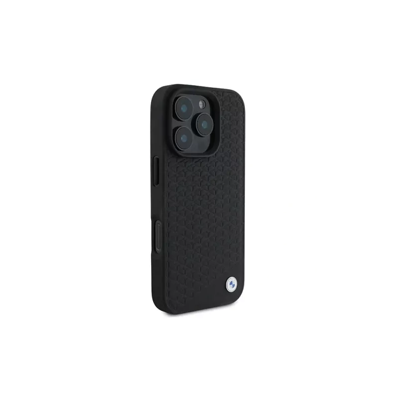 BMW BMHMP16X23RDDK Funda rígida Sign Leather Diamond Metal Logo MagSafe para iPhone 16 Pro Max 6,9 inch - Negro