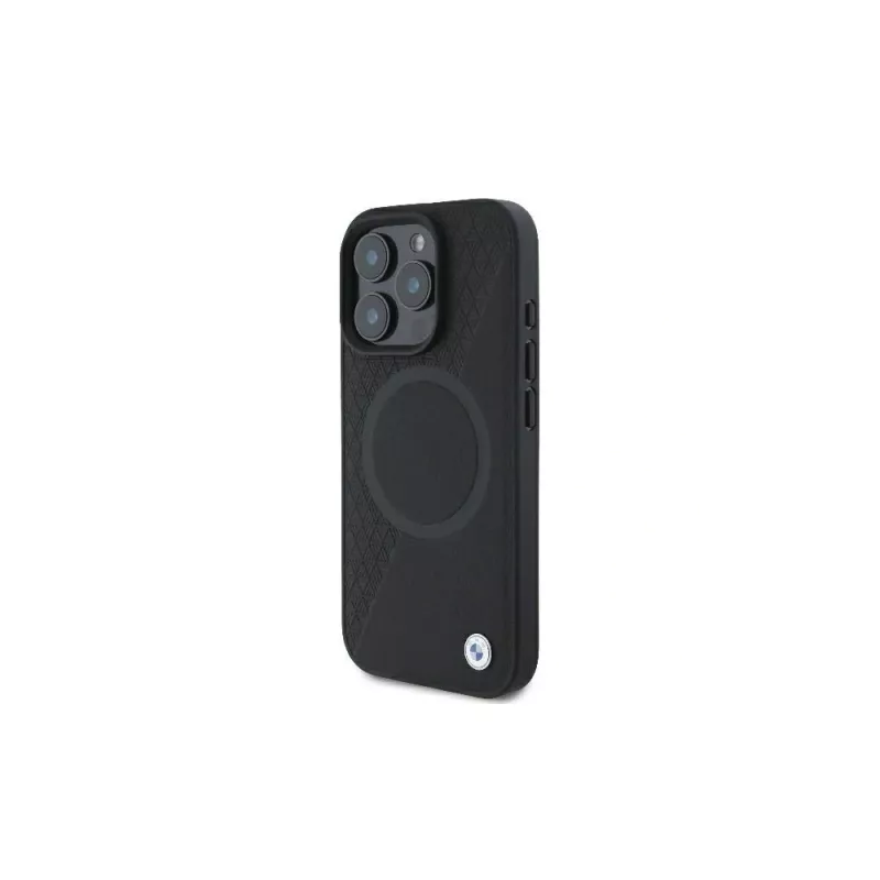BMW BMHMP16L23RTPK Funda rígida Sign Leather Half Textured And Circle MagSafe para iPhone 16 Pro 6,3