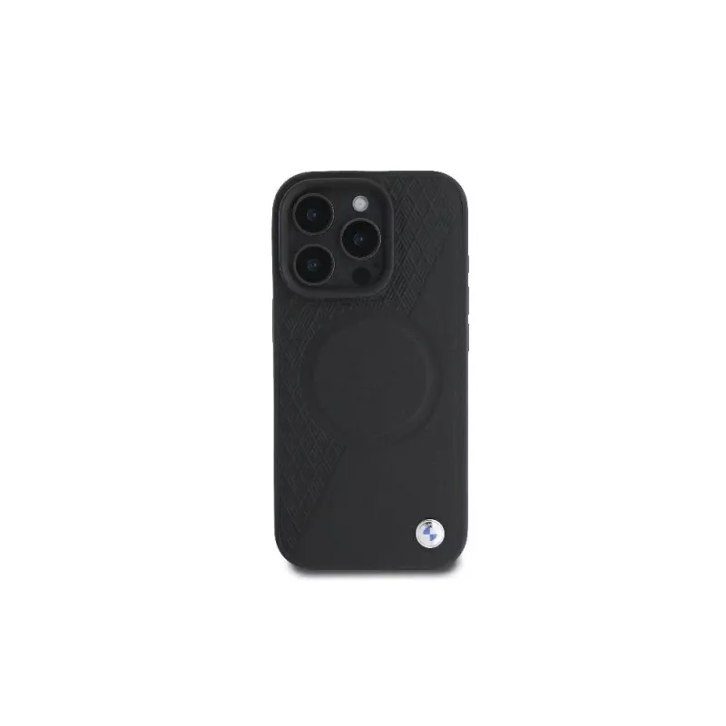 BMW BMHMP16L23RTPK Funda rígida Sign Leather Half Textured And Circle MagSafe para iPhone 16 Pro 6,3