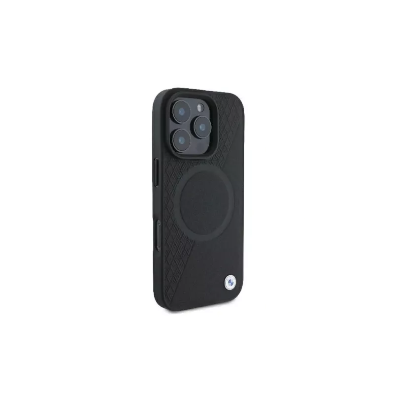 BMW BMHMP16L23RTPK Funda rígida Sign Leather Half Textured And Circle MagSafe para iPhone 16 Pro 6,3
