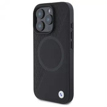 BMW Funda rígida Sign Leather Half Textured con Circle MagSafe para Apple iPhone 16 Pro Max 6,9