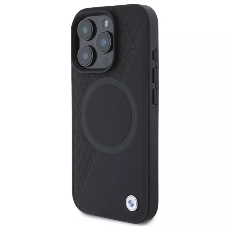 BMW Funda rígida Sign Leather Half Textured con Circle MagSafe para Apple iPhone 16 Pro Max 6,9