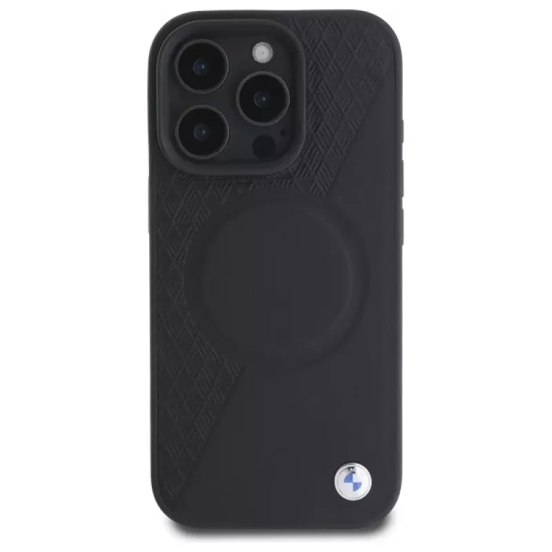 BMW Funda rígida Sign Leather Half Textured con Circle MagSafe para Apple iPhone 16 Pro Max 6,9
