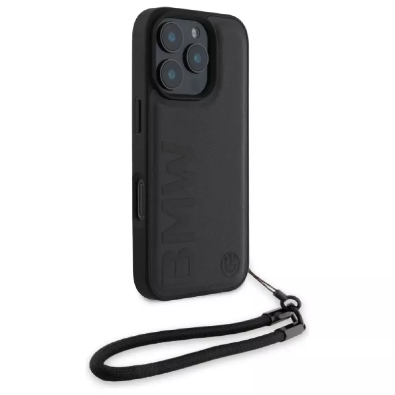 BMW Funda rígida Signature Leather Wordmark Cord para Apple iPhone 16 Pro 6,3