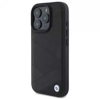 BMW BMHCP16X23RCGPK Funda rígida Sign Leather Crossing Lines Pattern para iPhone 16 Pro Max 6,9