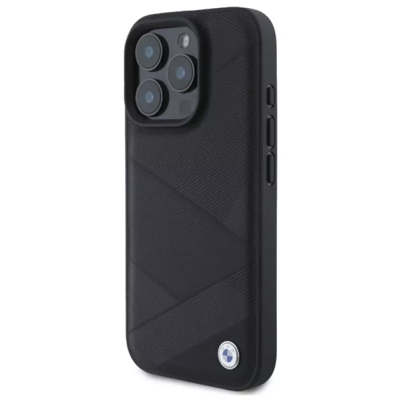 BMW BMHCP16X23RCGPK Funda rígida Sign Leather Crossing Lines Pattern para iPhone 16 Pro Max 6,9