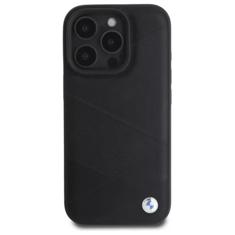 BMW BMHCP16X23RCGPK Funda rígida Sign Leather Crossing Lines Pattern para iPhone 16 Pro Max 6,9