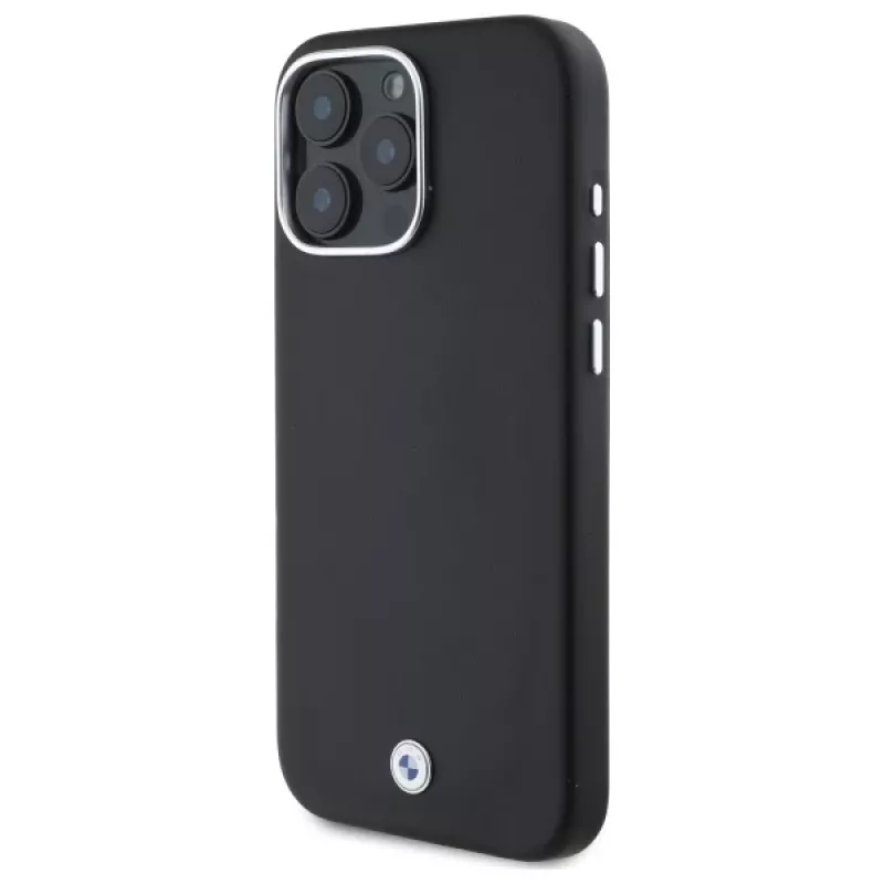 BMW M Collection Funda rígida Full Wrapped Metal MagSafe para iPhone 16 Pro - Negro