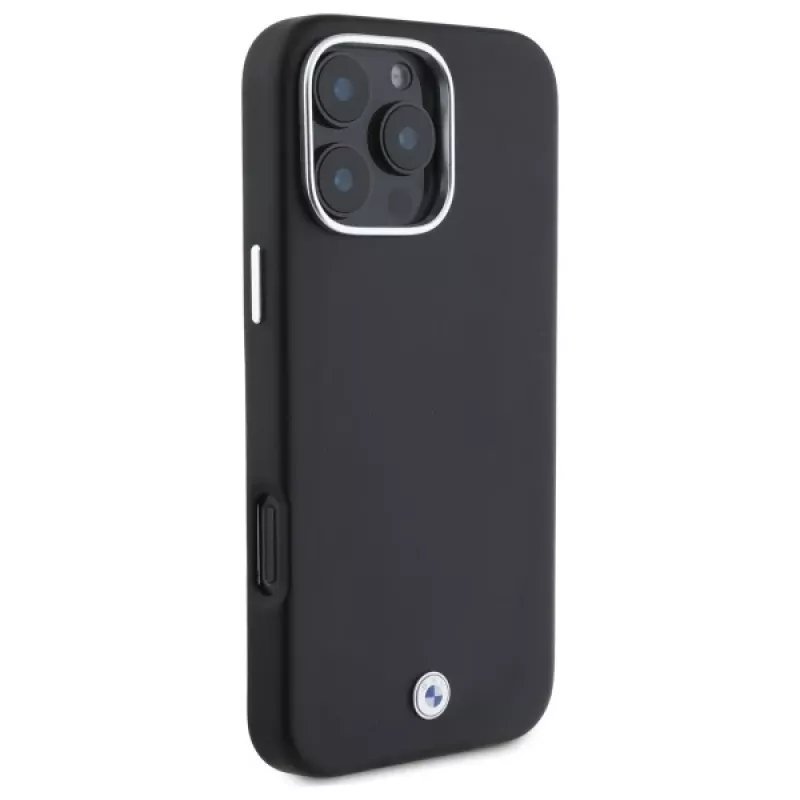 BMW M Collection Funda rígida Full Wrapped Metal MagSafe para iPhone 16 Pro - Negro