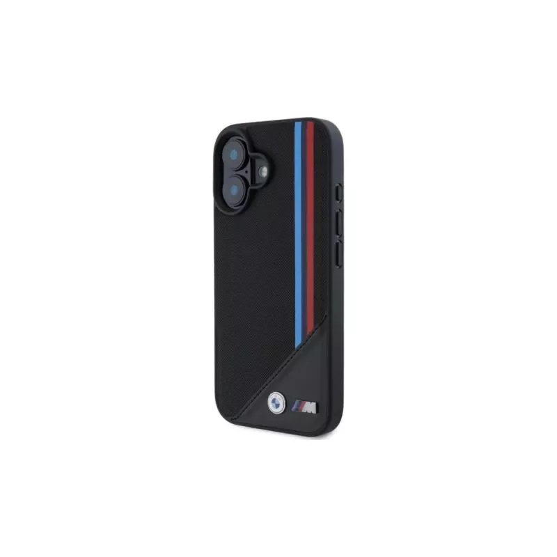 BMW M Funda rígida MagSafe Meshed Tricolor Stripes para iPhone 16 6,1