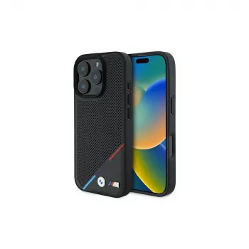 BMW M Funda rígida Perforated Tricolor Line para iPhone 16 Pro 6,3