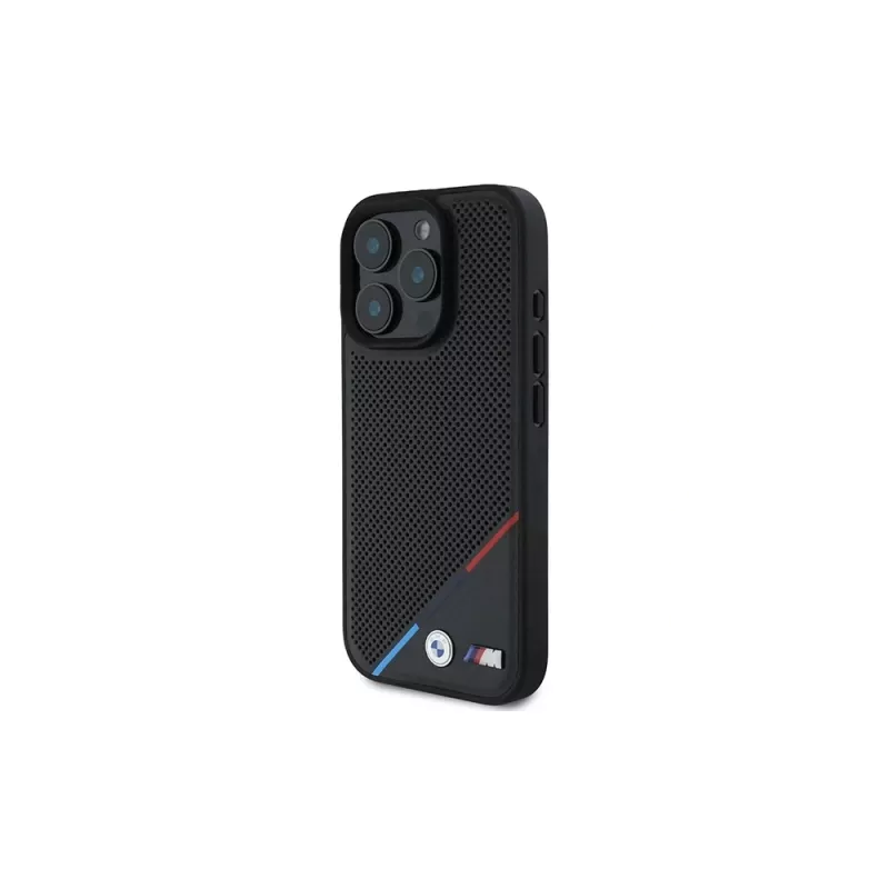 BMW M Funda rígida Perforated Tricolor Line para iPhone 16 Pro 6,3