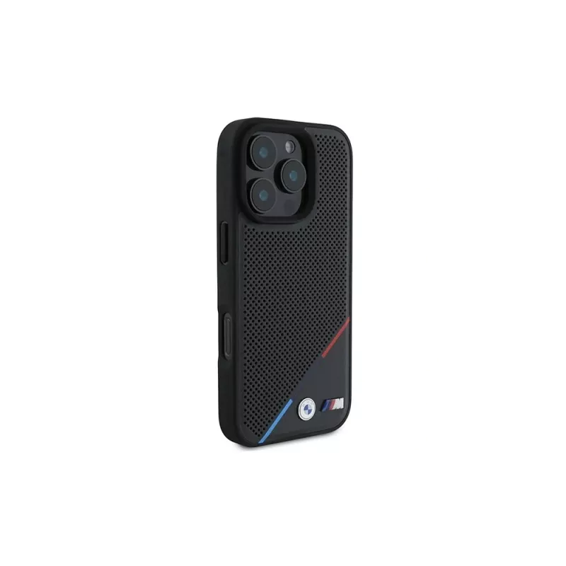 BMW M Funda rígida Perforated Tricolor Line para iPhone 16 Pro 6,3