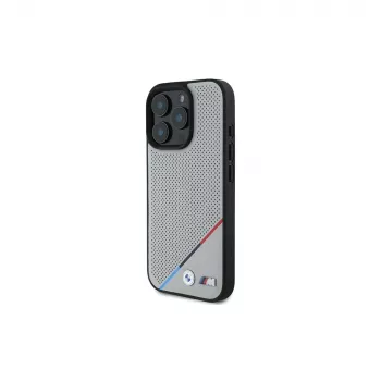 BMW M Funda rígida Perforated Tricolor Line para Apple iPhone 16 Pro 6,3