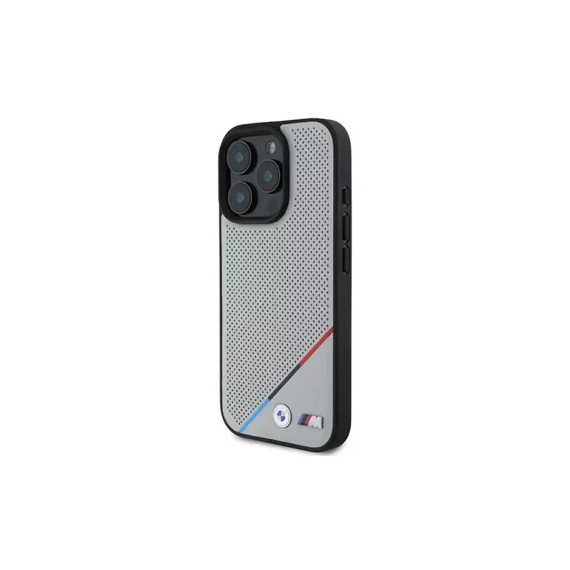 BMW M Funda rígida Perforated Tricolor Line para Apple iPhone 16 Pro 6,3