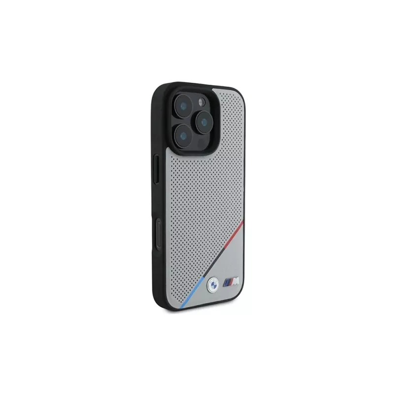 BMW M Funda rígida Perforated Tricolor Line para Apple iPhone 16 Pro 6,3