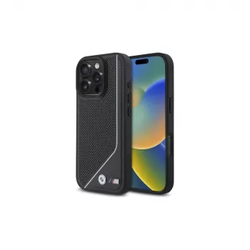 BMW M Funda rígida MagSafe Perforated Twisted Line para iPhone 16 Pro (6,3