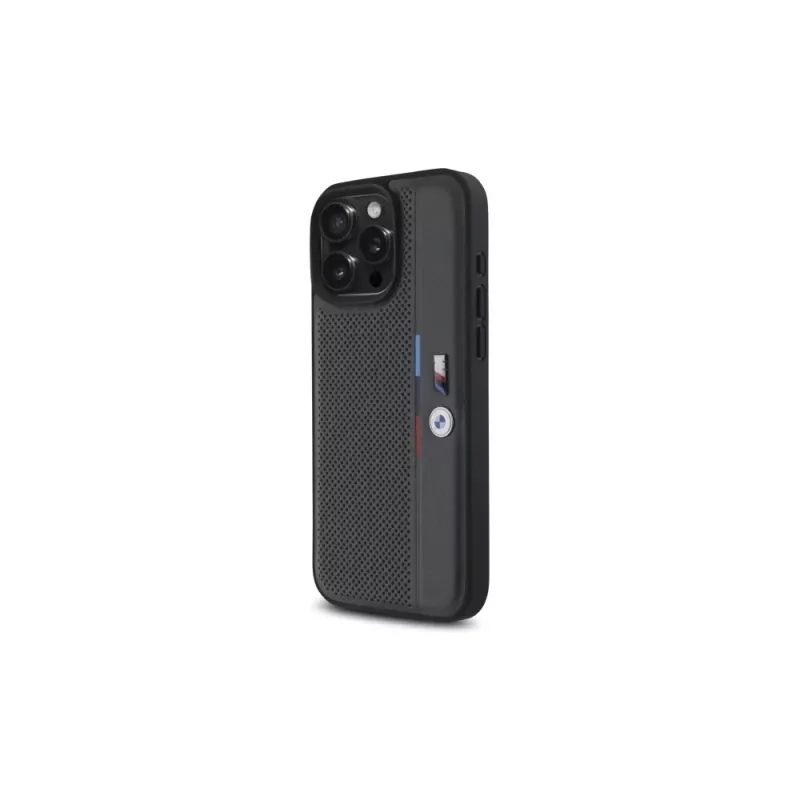 BMW M Funda rígida Perforated Tricolor Detail Line para Apple iPhone 16 Pro Max 6,9