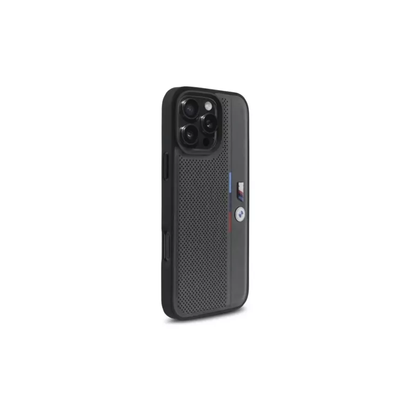 BMW M Funda rígida Perforated Tricolor Detail Line para Apple iPhone 16 Pro Max 6,9