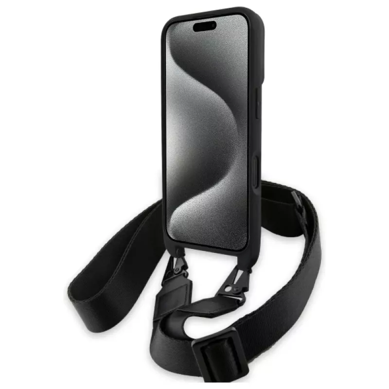 BMW BMHCP16M23PSCCK Funda rígida M Edition Carbon Stripe & Strap para iPhone 16 Plus 6,7