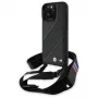 BMW M Edition Funda rígida Carbon Stripe & Strap para Apple iPhone 16 Pro Max 6,9