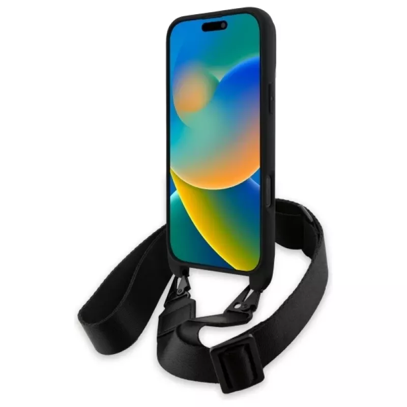 BMW M Edition Funda rígida Carbon Stripe & Strap para Apple iPhone 16 Pro Max 6,9