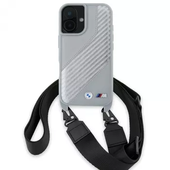 BMW BMHCP16S23PSCCG Funda rígida M Edition Carbon Stripe & Strap para iPhone 16 6,1