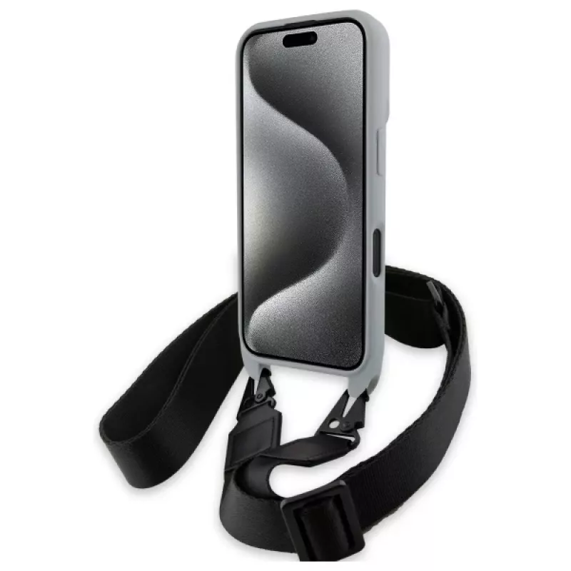 BMW BMHCP16S23PSCCG Funda rígida M Edition Carbon Stripe & Strap para iPhone 16 6,1 inch - Gris