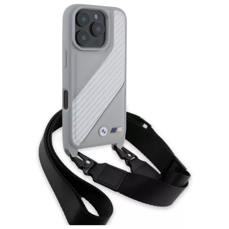 BMW M Edition Funda rígida Carbon Stripe & Strap para Apple iPhone 16 Pro 6,3