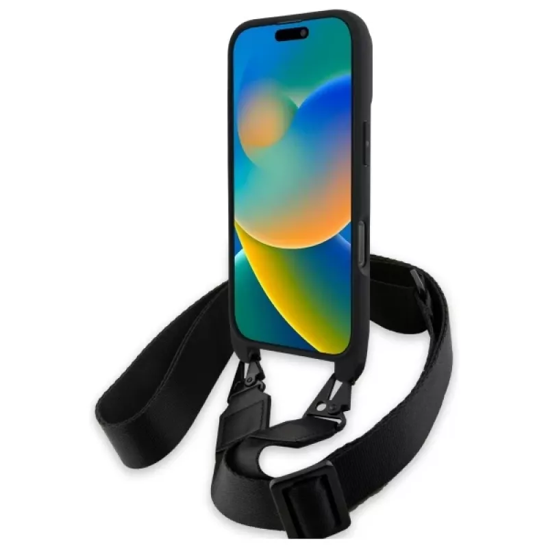 BMW BMHCP16X23PSVTK Funda rígida M Edition Carbon Tricolor Lines & Strap para iPhone 16 Pro Max 6,9