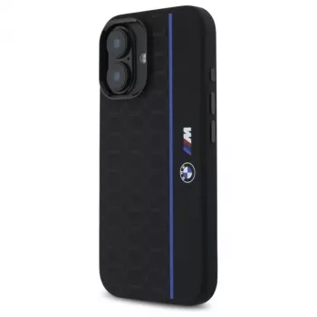 BMW BMHMP16S23SHEB Funda rígida de silicona Hexagon Blue Line MagSafe para iPhone 16 6,1