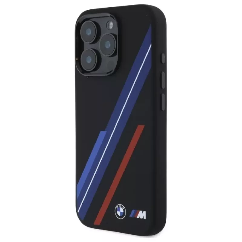 BMW BMHMP16X23SSPK Funda rígida de silicona MagSafe Random Lines para iPhone 16 Pro Max 6,9