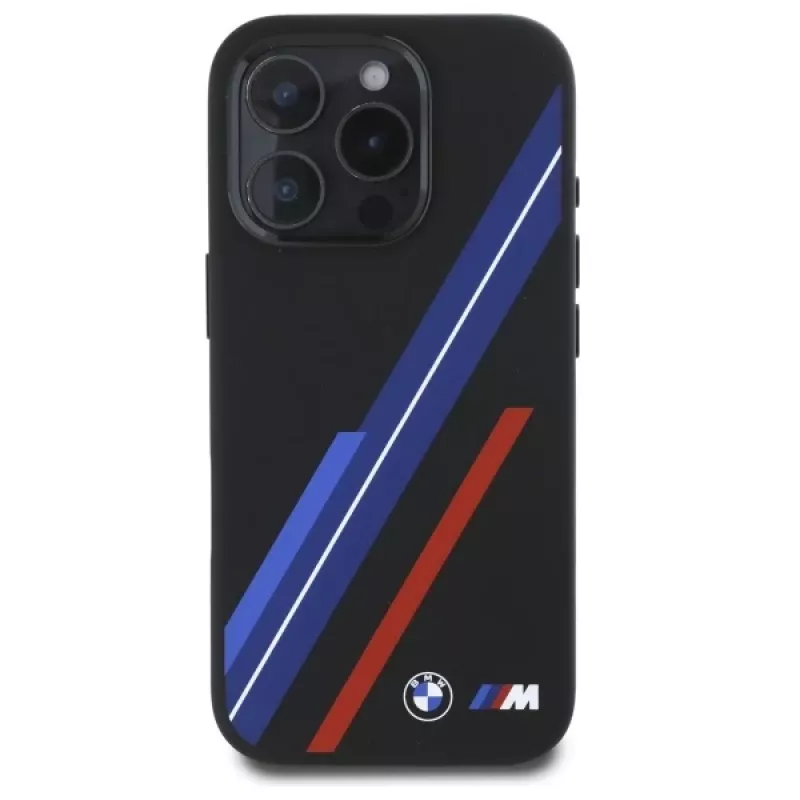 BMW BMHMP16X23SSPK Funda rígida de silicona MagSafe Random Lines para iPhone 16 Pro Max 6,9