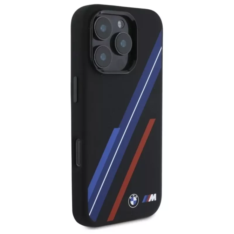 BMW BMHMP16X23SSPK Funda rígida de silicona MagSafe Random Lines para iPhone 16 Pro Max 6,9