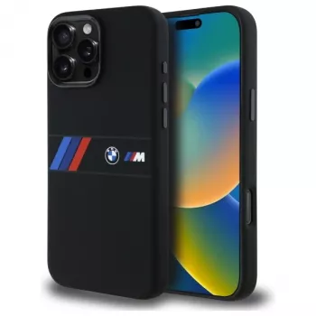 BMW M Collection Funda rígida de silicona con franja central MagSafe para Apple iPhone 16 Pro Max 6,9
