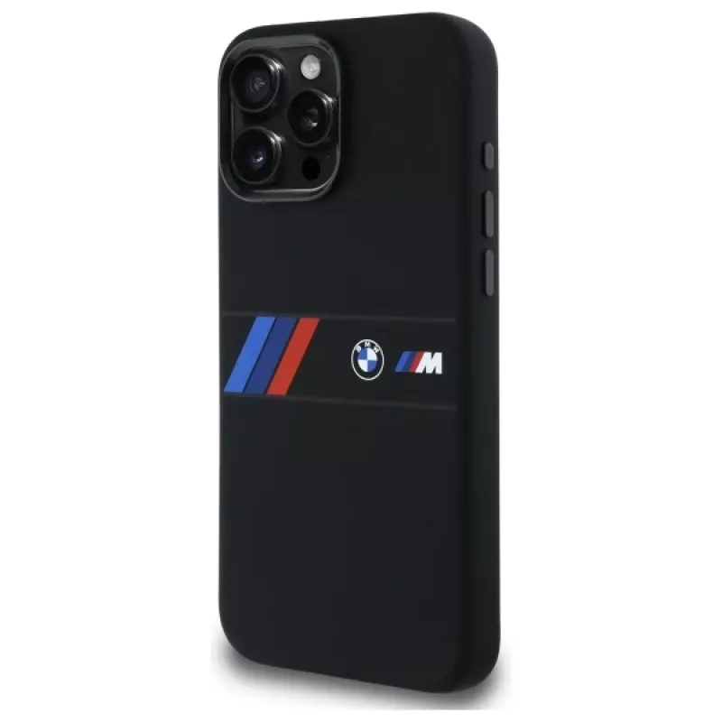 BMW M Collection Funda rígida de silicona con franja central MagSafe para Apple iPhone 16 Pro Max 6,9
