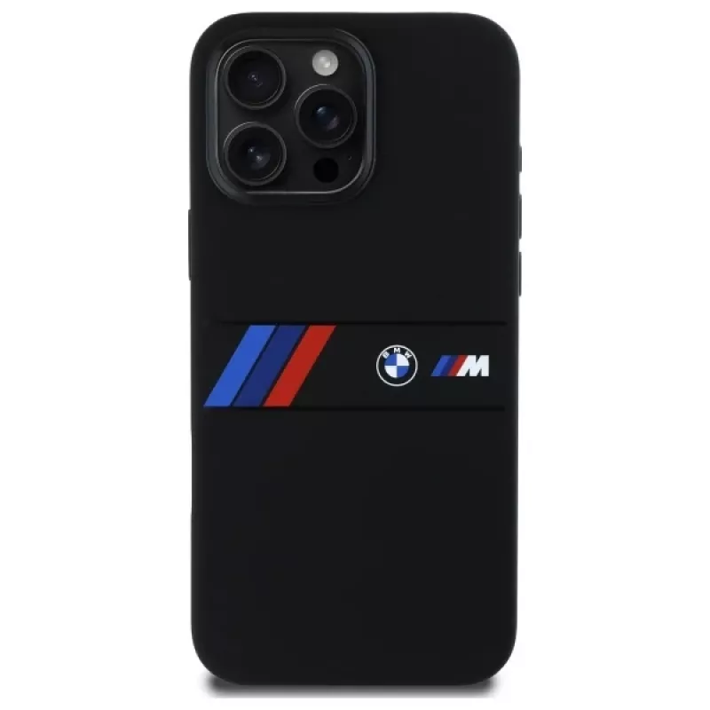 BMW M Collection Funda rígida de silicona con franja central MagSafe para Apple iPhone 16 Pro Max 6,9