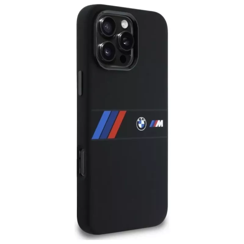 BMW M Collection Funda rígida de silicona con franja central MagSafe para Apple iPhone 16 Pro Max 6,9
