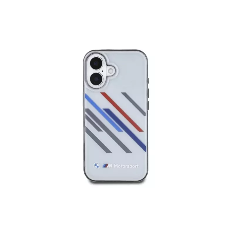 BMW funda rígida para iPhone 16 Plus 6,7 inch gris Motorsport IML Random Stripes