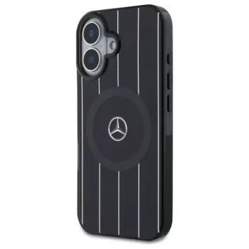 Mercedes-Benz MEHMP16S23HRSK funda rígida doble capa Crossed Lines para iPhone 16 6,1